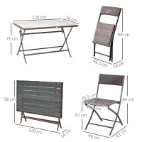 Set Tavolo e Sedie da Giardino 7pz Tavolo da Giardino con 6 Sedie Pieghevoli Mobili da Esterno Polyrattan