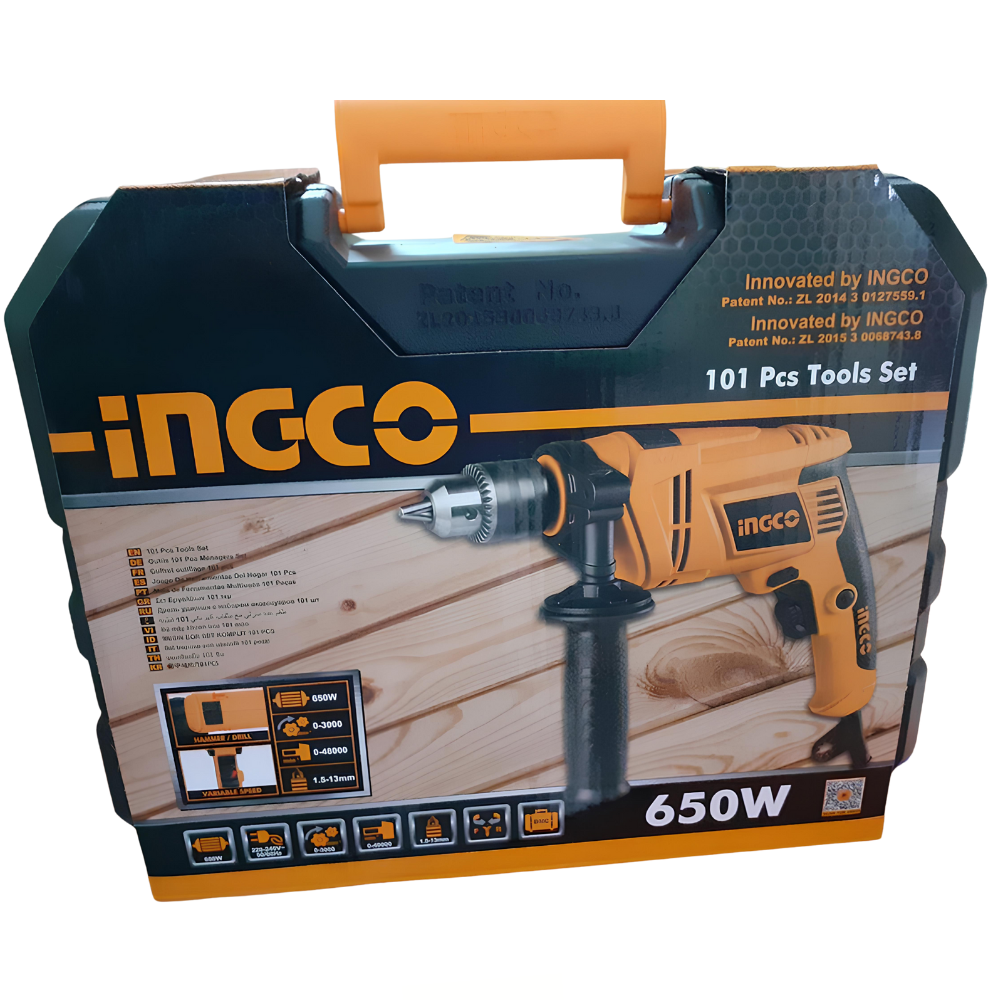 Valigetta completa trapano elettrico 101 utensili accessori professionali ingco