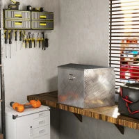 Cassa degli attrezzi per rimorchio scatola di stoccaggio in alluminio bloccabile forma trapezoidale 73,7 x 41 x 46 cm argento