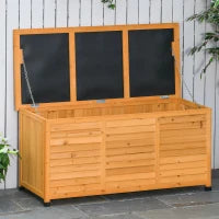 Gartenbox, Kissenbox, Cassapanca, Scatola di stoccaggio, baule da giardino, resistente alle intemperie, legno massiccio, 127 x 56 x 60 cm Giallo