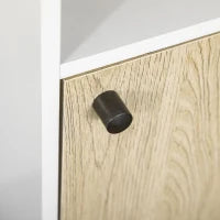 kleankin Mobile Bagno con Ripiano Aperto e Armadietto con Anta in Legno, 31.5x30x91cm, Quercia e Bianco