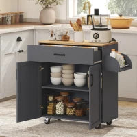 Isola da Cucina con Ruote, Cassetto e Ante 105x36x85 cm, Grigio