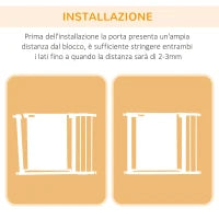 Cancellino per Cani Estensibile a Pressione con Chiusura Automatica per Spazi da 75-103cm, Bianco