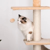 Tiragraffi a Soffitto Multilivello 220-245cm Palestra per Gatti con Cucce, Piattaforme e Corde in Juta, Giallo