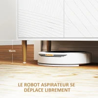 Mobiletto da Archiviazione con 2 Armadi, 3 Porte, Ripiani Regolabili, Piedini Dorati in Acciaio, 107 x 35 x 77 cm, Bianco