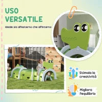Tunnel per Bambini 3-6 Anni a Forma di Coccodrillo, Gioco per Interno ed Esterno in Plastica, Verde