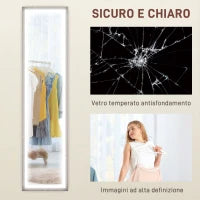 Specchio Illuminato con Luci LED Regolabili e Pulsante Touch, in Vetro e MDF, 40x5x160 cm, Grigio