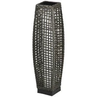 Lampada Solare da Giardino con Pannello di Ricarica, in Acciaio e Rattan, 21x21x78 cm, Nero e Grigio