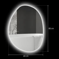 Specchio da Bagno Illuminato a LED con Colore e Temperatura Regolabile, in Vetro Temperato, 80x5x60 cm, Argento