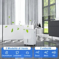 Deumidificatore Portatile 30L/Giorno con Serbatoio 4L, 3 Velocità e 4 Funzioni, Timer fino 24 Ore, Bianco