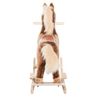Cavallo a Dondolo in Legno Giocattolo Cavalcabile Bambini Peluche 74 × 33 × 62cm