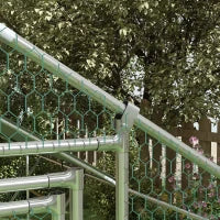 Recinto per Galline da 12m² per 12-18 Animali con Tetto Impermeabile, Mangiatoia e Posatoio, 3x4x1.9m, Argento