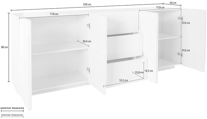 Mobile PING L 224.1 x H 86 x P 44.2 cm colore bianco lucido