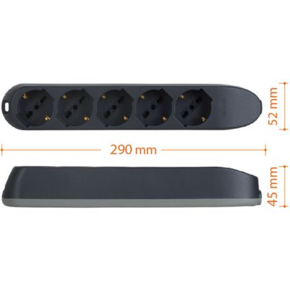 Multipresa bticino poker 3685g 5 prese universali 2p+t cavo 1,5m grigia