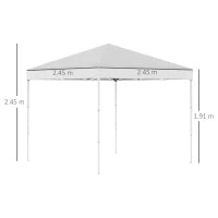 Gazebo Pieghevole 2.5 x 2.5 m Impermeabile con Corde e Picchetti, in Acciaio e Tessuto Oxford, Bianco