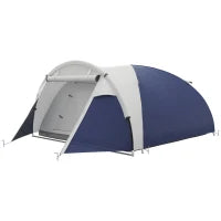 Tenda da Campeggio 3 4 Persone a Cupola Leggera e Ventilata con Porte con Zip, 320 x 240 x 130 cm Blu Scuro Grigio Chiaro