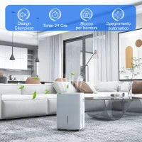 Deumidificatore Portatile 30L/Giorno con Serbatoio 4L, 3 Velocità e 4 Funzioni, Timer fino 24 Ore, Bianco