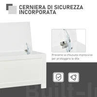 Panca Contenitore Multiuso in Legno MDF, 2 Maniglie e Apertura con Blocco di Sicurezza, 81x40x46cm, Bianco