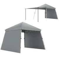 Gazebo da giardino 3x3m pop up tenda pieghevole teli parasole aggiuntivi piedi inclinabili sacco di trasporto grigio chiaro