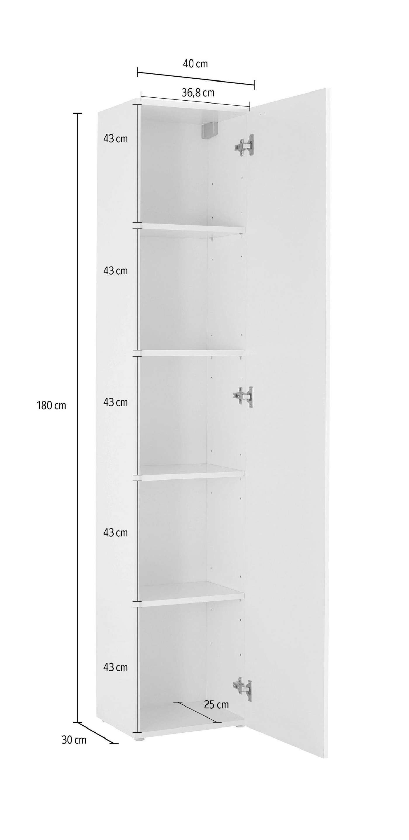 Mobile colonna MARUSKA L 40 x H 180 x P 30 cm grigio