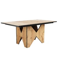 Tavolo da pranzo moderno con venature del legno, per 4-6 persone, 138,5x80x75 cm, Marrone chiaro