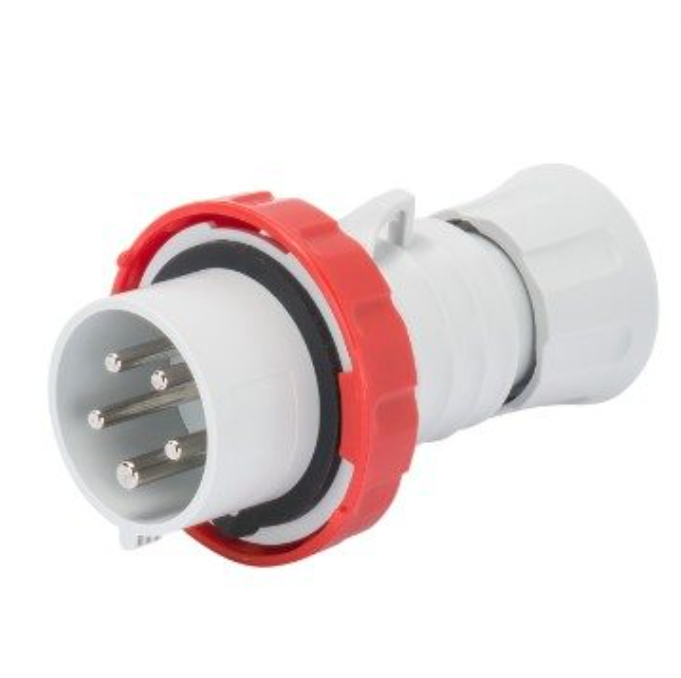 Spina mobile diritta industriale rossa 3p+n+t 16a trifase 380v ip67 gw60031h