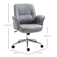 Sedia da Ufficio Ergonomica Altezza Regolabile e Dondolo, Rivestimento in Microfibra, 67x69x92-102cm, Grigio Chiaro