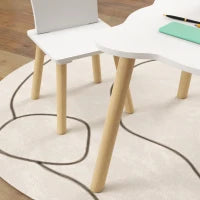 Set Tavolo e 2 Sedie per Bambini con Schienale a Corona, Età 3-6 Anni, Bianco