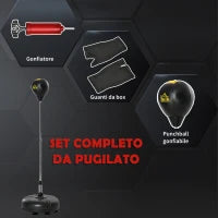 Sacco da Boxe ad Altezza Regolabile, Guanti Inclusi, in PE e Metallo, 45x45x133-151cm, Oro