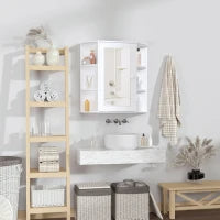 homcom Specchio Bagno Contenitore, Armadietto Bagno con Specchio, Anta Centrale e Mensole in Legno Bianco (66 x 17 x 63 cm)