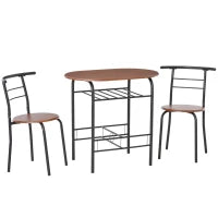 Set Tavolo Moderno con 2 Sedie per Sala da Pranzo, Set 3 Pezzi Mobili Salvaspazio da Cucina, Balcone, Ristorante o Bar, Marrone e Nero