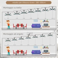 Ventilatore da Soffitto con Luce LED Bianca a 6 Velocità e Timer, in Metallo e Acrilico, Ø132 x 43A cm