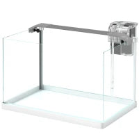 Acquario in Vetro con Luci LED da 20L, Filtro e Pompa d'Acqua, 38x26x27 cm, Bianco