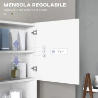 Armadietto con Specchio a Muro, Luci a LED, Ripiano Aperto e Ripiano Interno, 80x15x60cm