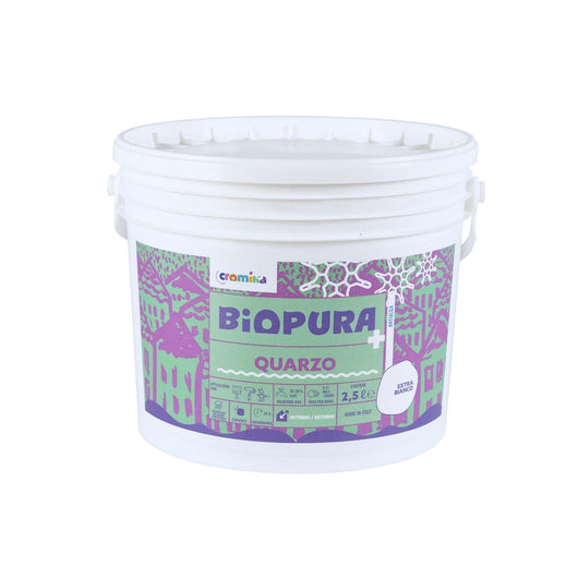 Pittura quarzo antialga interni esterni finitura opaca linea biopura cromika *** formato 2.5 lt, confezione 1
