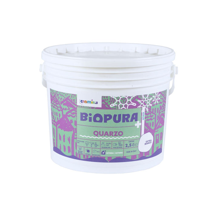 Pittura quarzo antialga interni esterni finitura opaca linea biopura cromika *** formato 2.5 lt, confezione 1