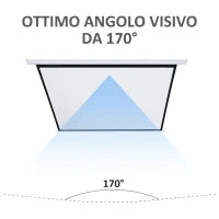 Schermo per Proiettore 100 Pollici Formato 4:3 Regolabile con Telecomando, Schermo di Proiezione Motorizzato Compatto, Installazione a Parete o Soffitto, 203x152 cm, Bianco