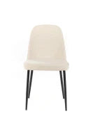 E-STYLO Sedia da pranzo in tessuto beige e gambe in metallo nero, imbottita, 55cm X 46cm H. 85cm.