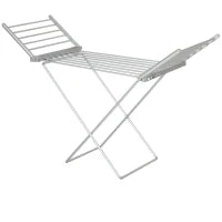 Stendino Elettrico Riscaldato con Ali Pieghevole Salvaspazio in Lega di Alluminio, 144x53x91cm, Argento