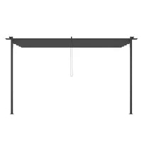 Gazebo Pergola 4x3m in Acciaio e Poliestere con Tettuccio Scorrevole, Grigio