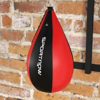 Punching Ball a Muro con Speed Bag Girevole a 360° e Regolabile su 7 Altezze, Nero e Rosso