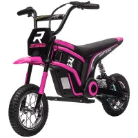 Moto Elettrica per Bambini con Acceleratore Manuale, 2 Velocità 8-16km/h, Età 8-12 Anni, Rosa