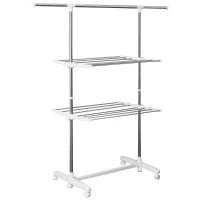Homcom – Stendibiancheria 3 piani Stendino con Appendiabiti e Ruote - Regolabile 139x62x136cm