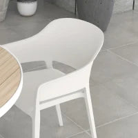Set 4 Sedie da Giardino in Plastica Impilabili con Braccioli e Schienale Alto in PP, Bianco