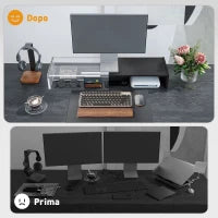 Supporto per Monitor con 2 Vani Contenitore in Legno, 100x27x15 cm, Nero