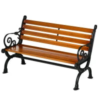 Panchina da Giardino 2 Posti in Alluminio e Legno a Doghe con Braccioli, 120x64x79cm, Teak