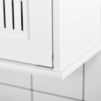 kleankin Mobiletto Bagno Pensile con Antine a Specchio, 55x17.5x60cm - Bianco