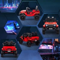 Auto Elettrica per Bambini con Ammortizzazione Dolce, Telecomando, Luci a LED, Clacson, Motori da 12V, in Plastica e Metallo, Rosso