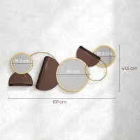 Decorazione Murale in Metallo 3D Moderna con Specchi per Salotto e Ingresso, 101x41.5 cm, Oro