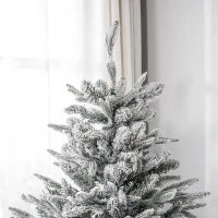 Albero di Natale Innevato 182.88cm con 2531 Rami Alto e Stretto con Base Pieghevole, Verde